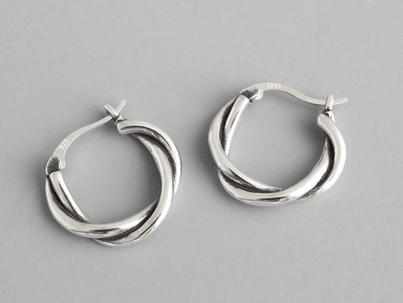 Sterling Silver Twisted Hoop Earrings | Gift Boxed Carousel 1