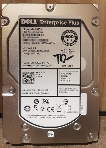 600GB DELL ENTERPRISE PLUS CHEETAH 15k.7 SAS HARD DRIVE 3.5" Carousel 1