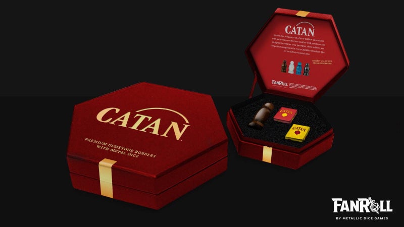 MDG CATAN Premium Robber and Metal Dice Set (Tiger's Eye) by - Carousel 1