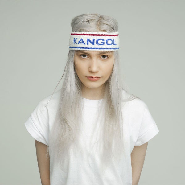 Kangol Bermuda Stripe Headband Stretch Sweatband - White/Ciano - One Size Carousel 1