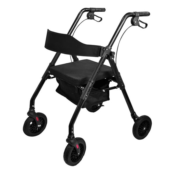 Foldable Mobility Steel Rollator 136Kg Max Capacity Black Carousel 1
