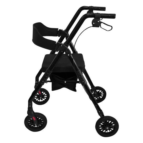 Foldable Mobility Steel Rollator 136Kg Max Capacity Black Carousel 2