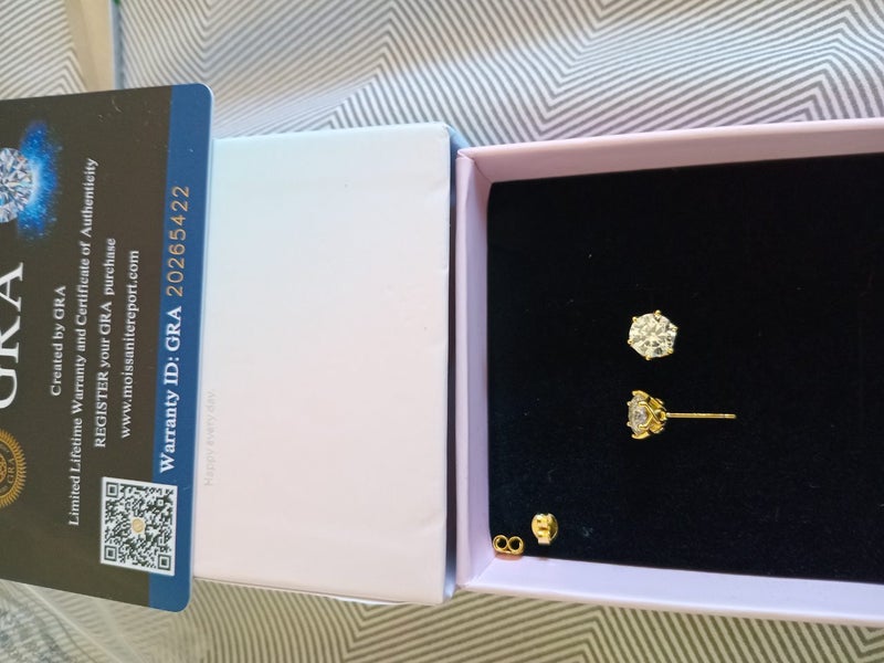 2 carat genuine yellow gold moissanite diamond earrings studs 1/4rtl Carousel 2
