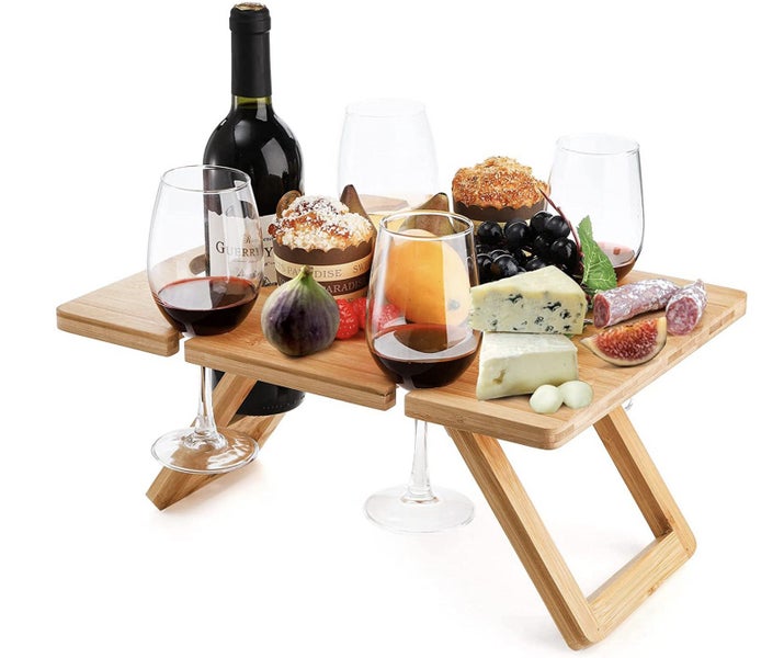 Bamboo Folding Picnic Table, Wine and Snack Table Carousel 1