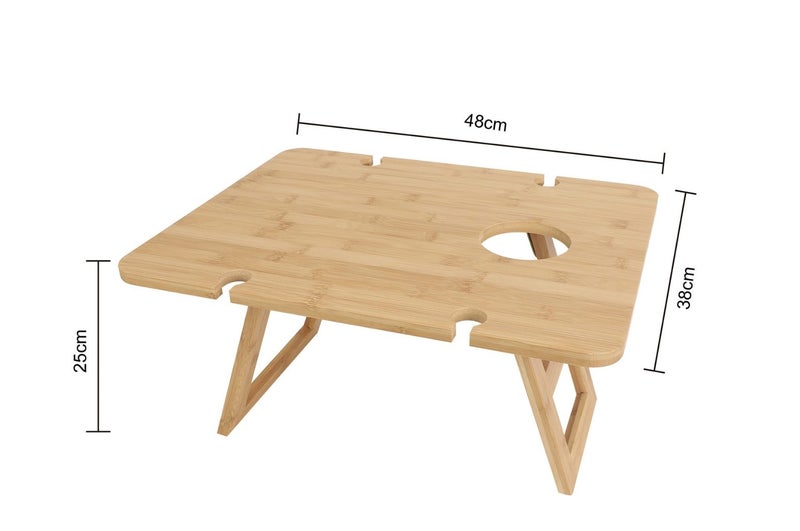 Bamboo Folding Picnic Table, Wine and Snack Table Carousel 5
