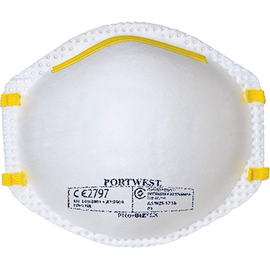 1 Pack of 20x FFP1 Dust Mist Respirator Face Mask - White Carousel 1