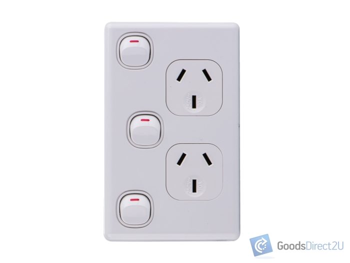 Power Point - Double - Vertical - Ext Sw - 10 Amp (JAJ Ultra Thin Slimline) Carousel 1