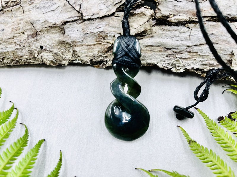 Lashed Greenstone Nephrite Jade Double Twist NH061 Carousel 1