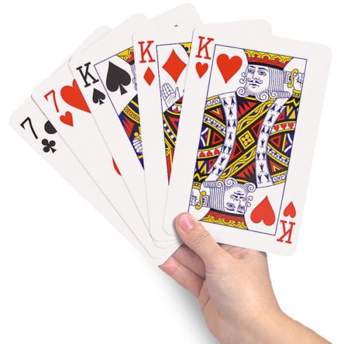 JUMBO PLAYING CARDS Full Deck Red Poker Plastic Coated 8.5 x 12cm King Big Size Carousel 3