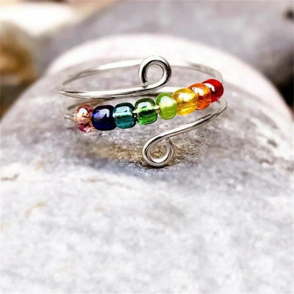 Bohemian Rainbow Bead Anxiety Rings Carousel 1