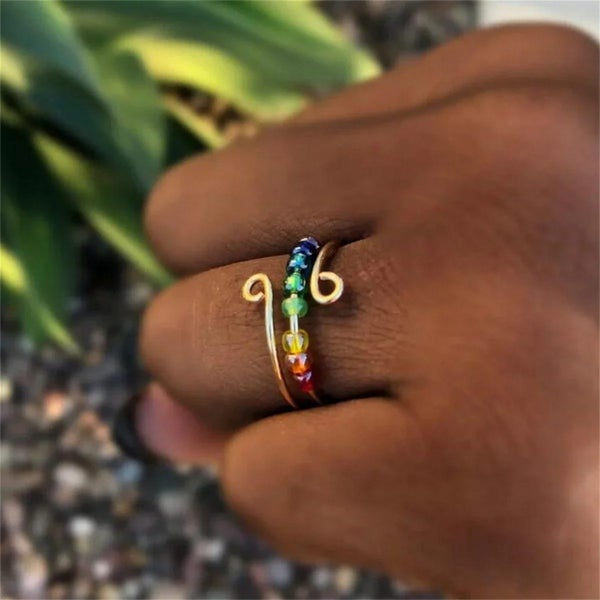 Bohemian Rainbow Bead Anxiety Rings Carousel 4