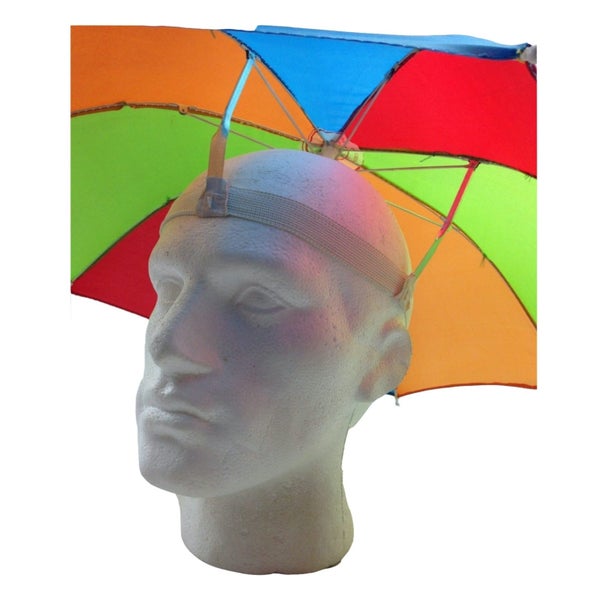 2-pc-Set Rainbow Umbrella Hat + 70s Fake Moustache Costume Props Novelty Fancy Carousel 10