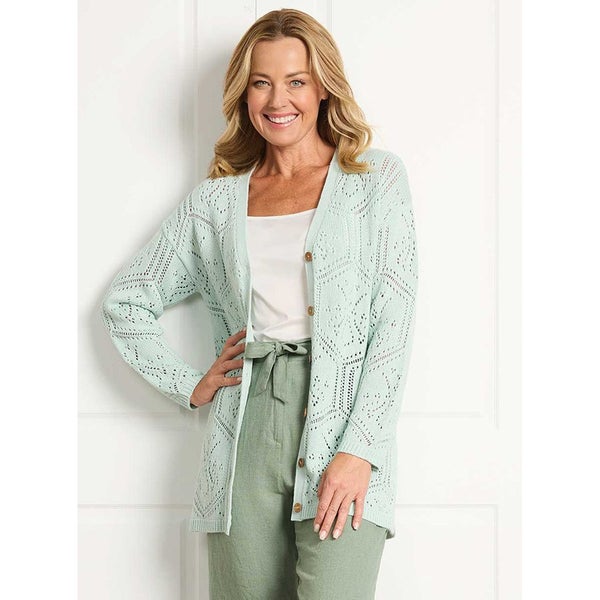 Open knit cardigan - size 18 - mint - ideal extra layer for this time of year Carousel 1