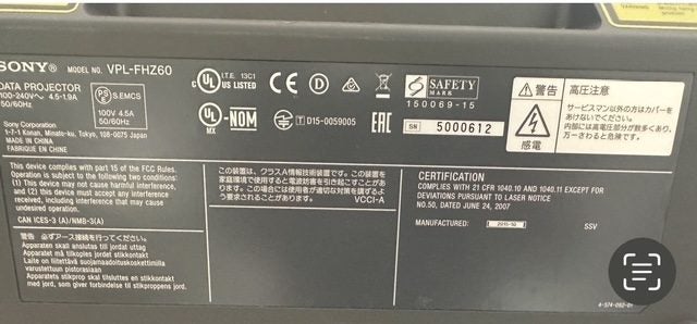 Sony Home Cinema Laser Projector 5000 Lumens HDMI Lens Shift 20K Bulb Life 10K $64146142329985114