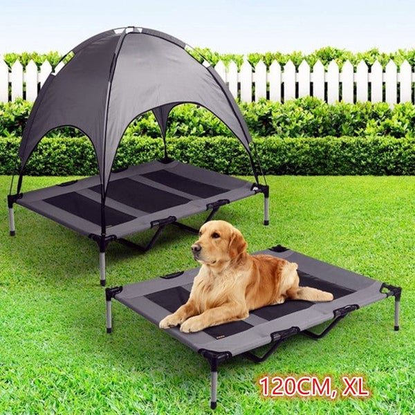 XL Elevated Dog Bed with Canopy |Sun Shade, Portable Camping Cot |Indoor/Outdoor Carousel 1