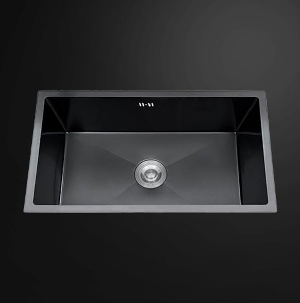 Single Bowl Stainless Steel Sink 700x450mm Black Matt Carousel 1