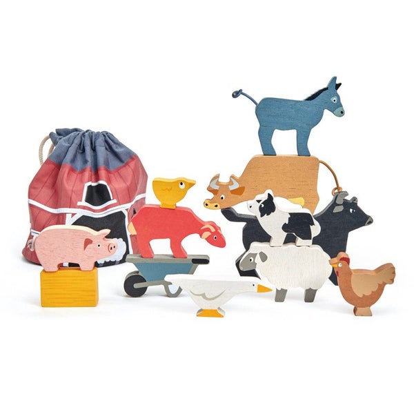 Tender Leaf Toys Stacking Farmyard Animals with Bag Carousel 1