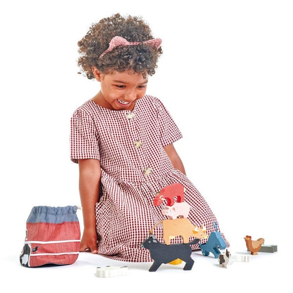 Tender Leaf Toys Stacking Farmyard Animals with Bag Carousel 2