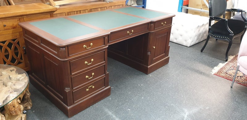 PARTNERS WRITING DESK - MAHOGANY WOOD Carousel 1