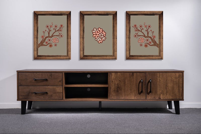 'Hagen' Walnut Color Entertainment Unit Carousel 1
