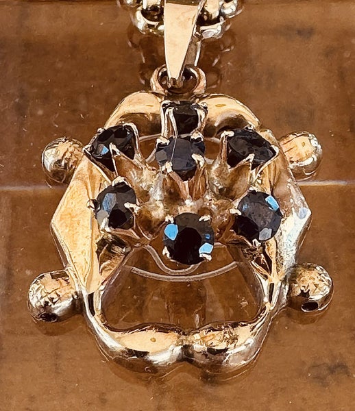 Vintage 9 carat Gold Natural Sapphire Ring & Pendant Set Carousel 3