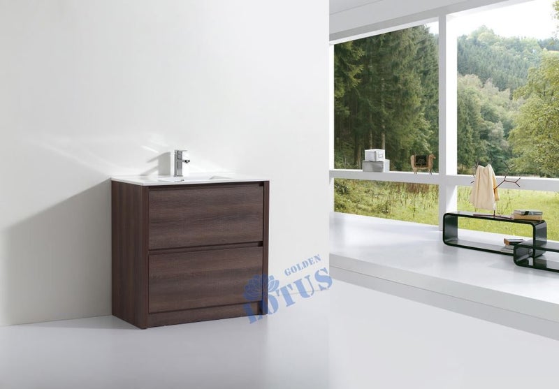 Vanity TB900M, 900mm floor standing----Plywood Dark Wood Color Carousel 1