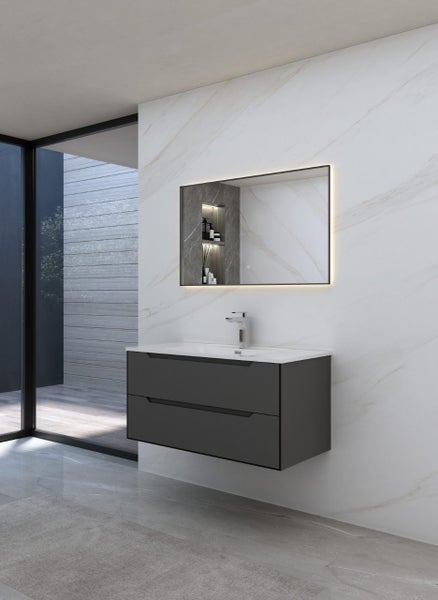 NEW!!! Vanity Amos 900mm*460mm Dark Grey Skin-feeling Plywood Wall Hung Vanity Carousel 1