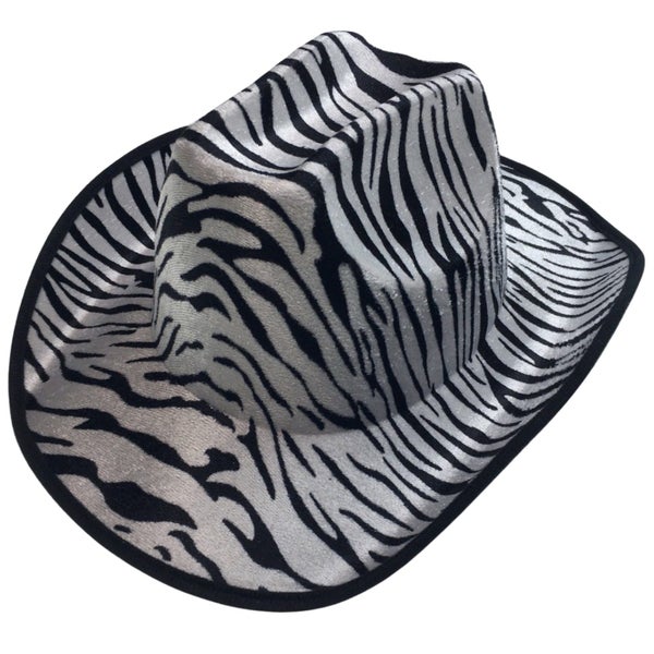 ZEBRA HAT Adult Cowboy Print Wild West Costume Party Fancy Dress Fedora Carousel 1