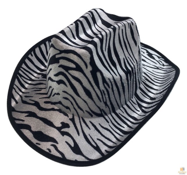 ZEBRA HAT Adult Cowboy Print Wild West Costume Party Fancy Dress Fedora Carousel 4
