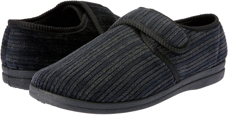 Grosby Thurston Mens Slippers Indoor Outdoor Cord Moccasins Shoes - Black Carousel 1