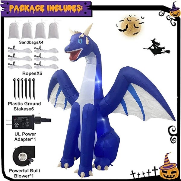 NNEOBA Giant Inflatable Dragon with LEDs for Halloween Carousel 2