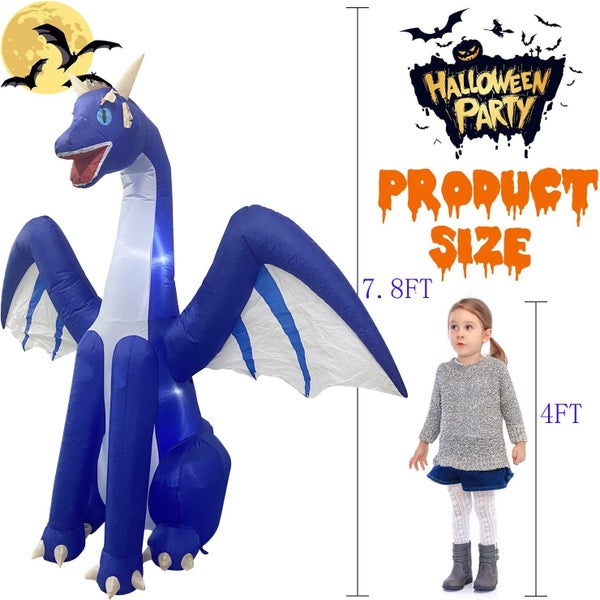 NNEOBA Giant Inflatable Dragon with LEDs for Halloween Carousel 3