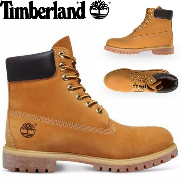 TIMBERLAND Mens 6" Premium Waterproof Boots Original Yellow Shoes - Wheat Nubuck Carousel 12