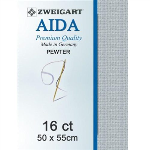 Zweigart Aida 16ct 50x55cm Pewter (Blue Grey) Carousel 1