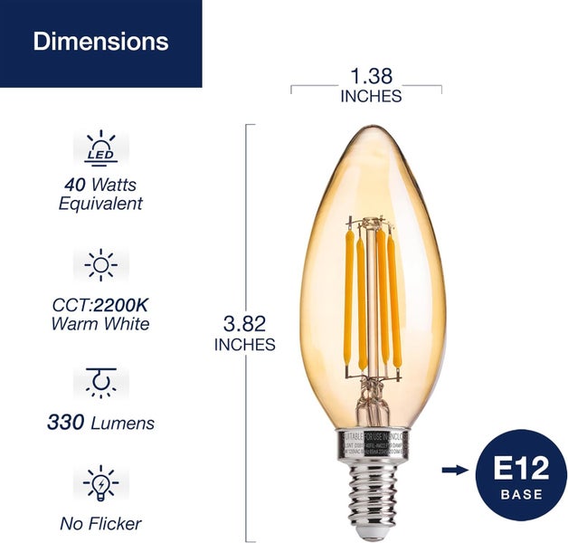 NEW Vintage Amber E14 LED Chandelier Light Bulbs Candle Light 4W Carousel 2
