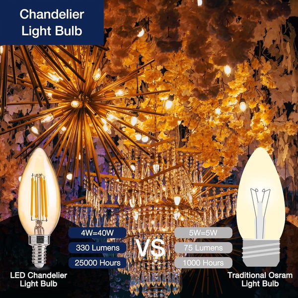 NEW Vintage Amber E14 LED Chandelier Light Bulbs Candle Light 4W Carousel 7