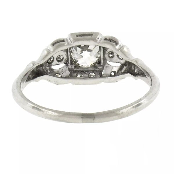 Antique Art Deco Platinum 0.62ctw Old Euro Diamond Engagement or Promise Ring Carousel 8