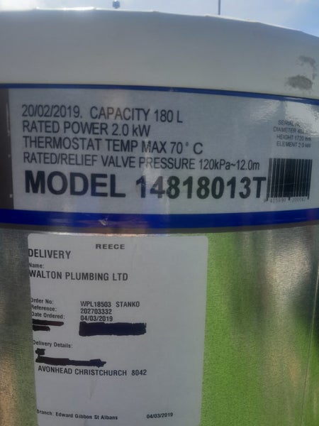 RHEEM LOW PRESSURE WATER CYLINDERS WITH A 6 MONTH WARRANTY. Carousel 2