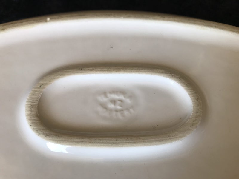 $!NR! Large oval Temuka platter; Blue hearts pattern 195/9 Carousel 3