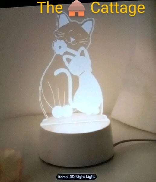 THE CATTAGE - Cute Cozy Hugging Cats Night Light Add A Warm Glow To Any Room USB Carousel 1