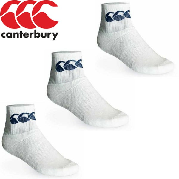 3pk CCC CANTERBURY Cotton Sport Socks Crew Pack - White/Navy Carousel 4