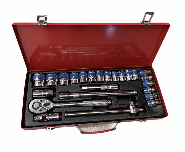 24pcs Ratchet Socket Wrench Set Screwdriver Bits Extension Hex Chrome Vanadium Carousel 1