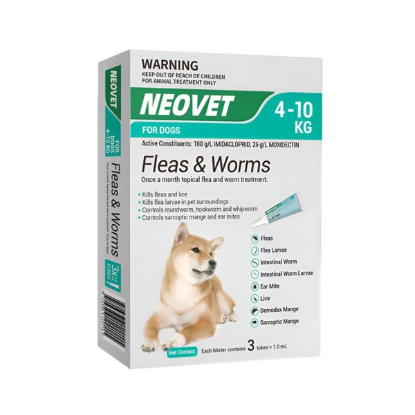 Neovet Flea + Worm For Dogs 4-10kg 3pk Carousel 1