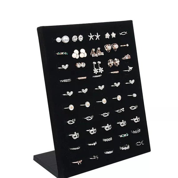 NEW 50 Holes Velvet L Shape Rings Jewelry Holder Display Rack Storage Organizer Carousel 1
