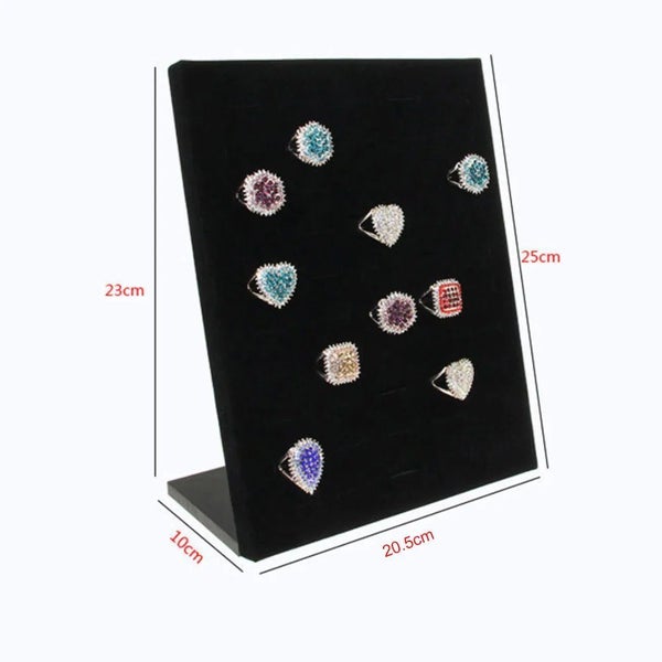 NEW 50 Holes Velvet L Shape Rings Jewelry Holder Display Rack Storage Organizer Carousel 2