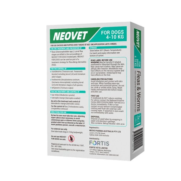 Neovet Flea + Worm For Dogs 4-10kg 3pk Carousel 2