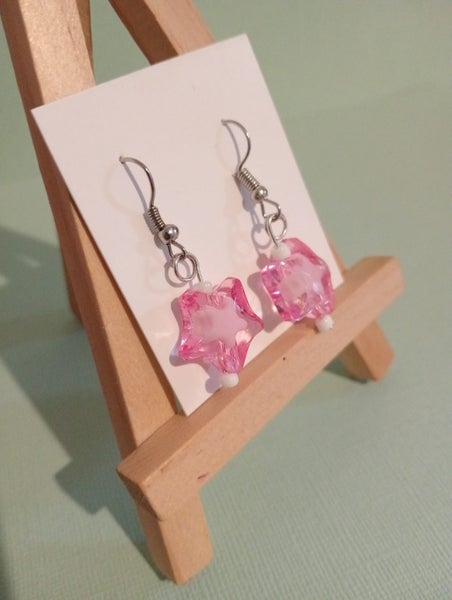 Cute Pink Star Earrings Kawaii Jewellery Beaded Earrings Pastel Pink Star jewel Carousel 5