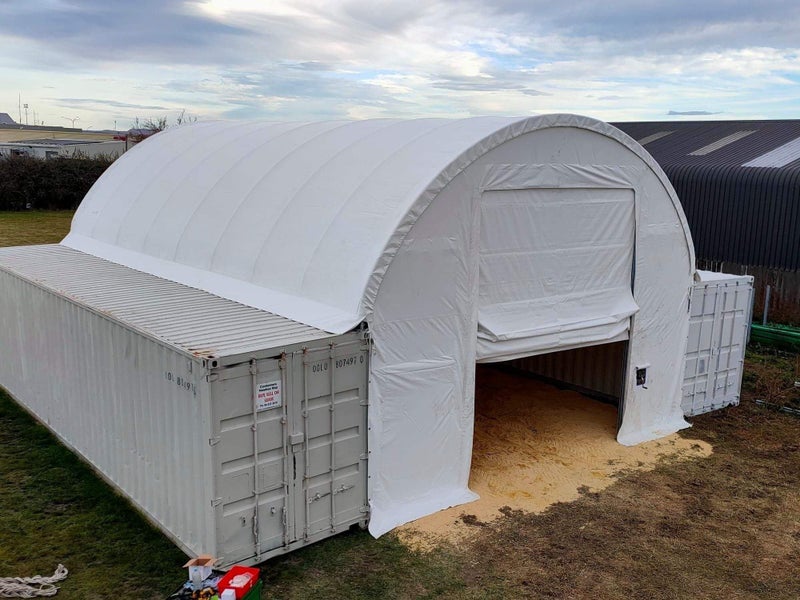 8m x 40ft CONTAINER SHELTER, WITH FRONT AND REAR WALLS Carousel 1