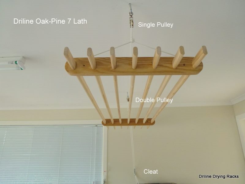 Hanging Drying Rack DRYLINE Oak-Pine 7 Lath Slimline Carousel 2