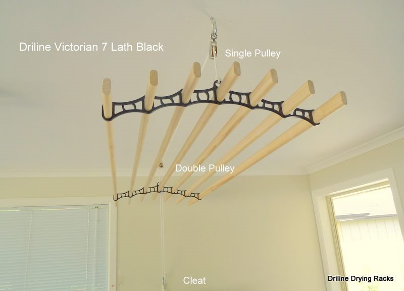 Drying Rack DRYLINE Victorian 7 Lath Black / White Carousel 1